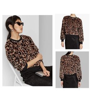 Wild Fable Animal Print Faux Fur Sweatshirt